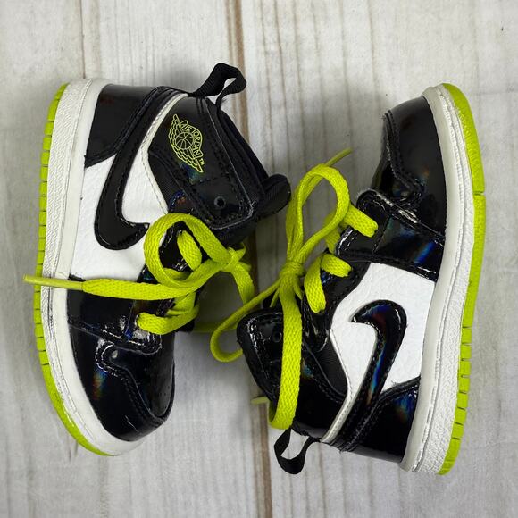 jordan 1 mid black cyber toddler shoes 6C - Picture 2 of 6